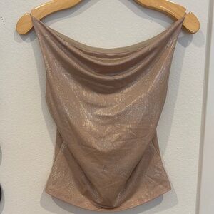 Shimmering Gold Strapless Top